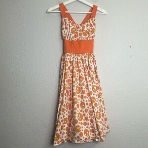 Disney Park Dress Shop Orange Bird Dress White Orange Polka Dot Womens XSmall